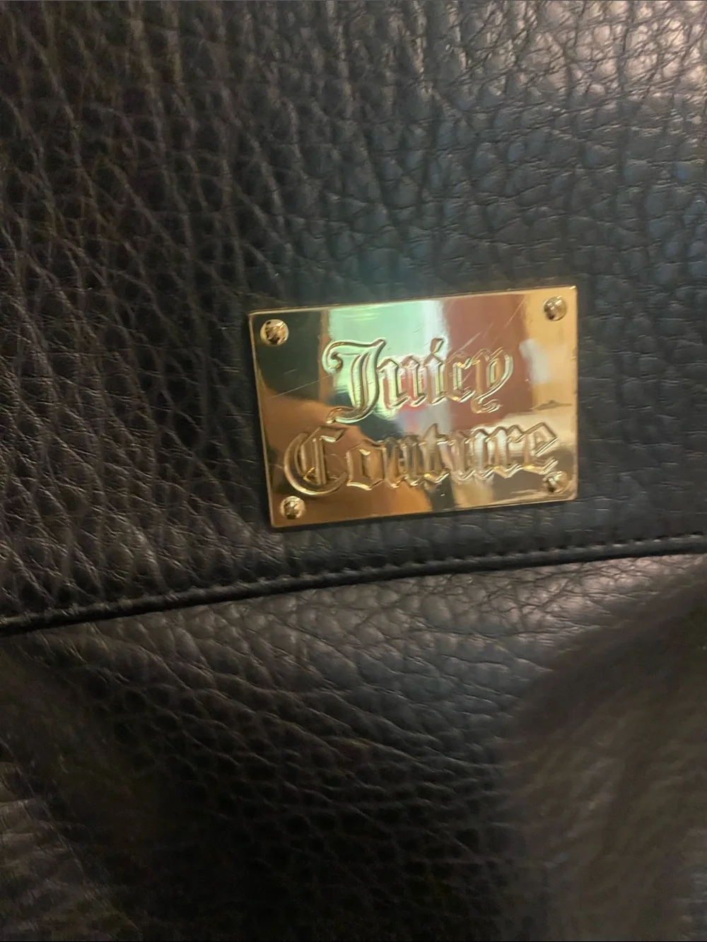 Juicy Couture Black Shoulder Bag with Gold Plaque- pink interior